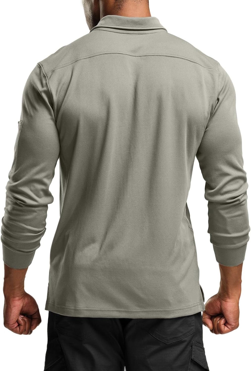 CQR Men's Polo Shirt, Long Sleeve Tactical Shirts, Outdoor UPF 50+ Pique Shirt, Dry Fit Lightweight Golf Shirts