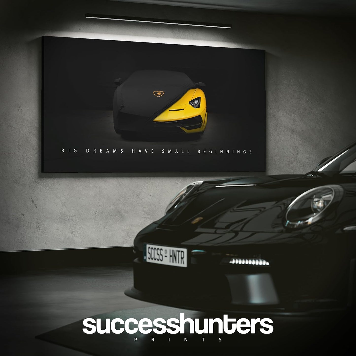 Motivational Wall Art for Office, Super Car Art Canvas, Inspirational Automotive Decor for Lamborghini Sportscar Lovers, Motivational Wall Decor for Office and Home, Inspiring Car Poster (60 X 30 in)