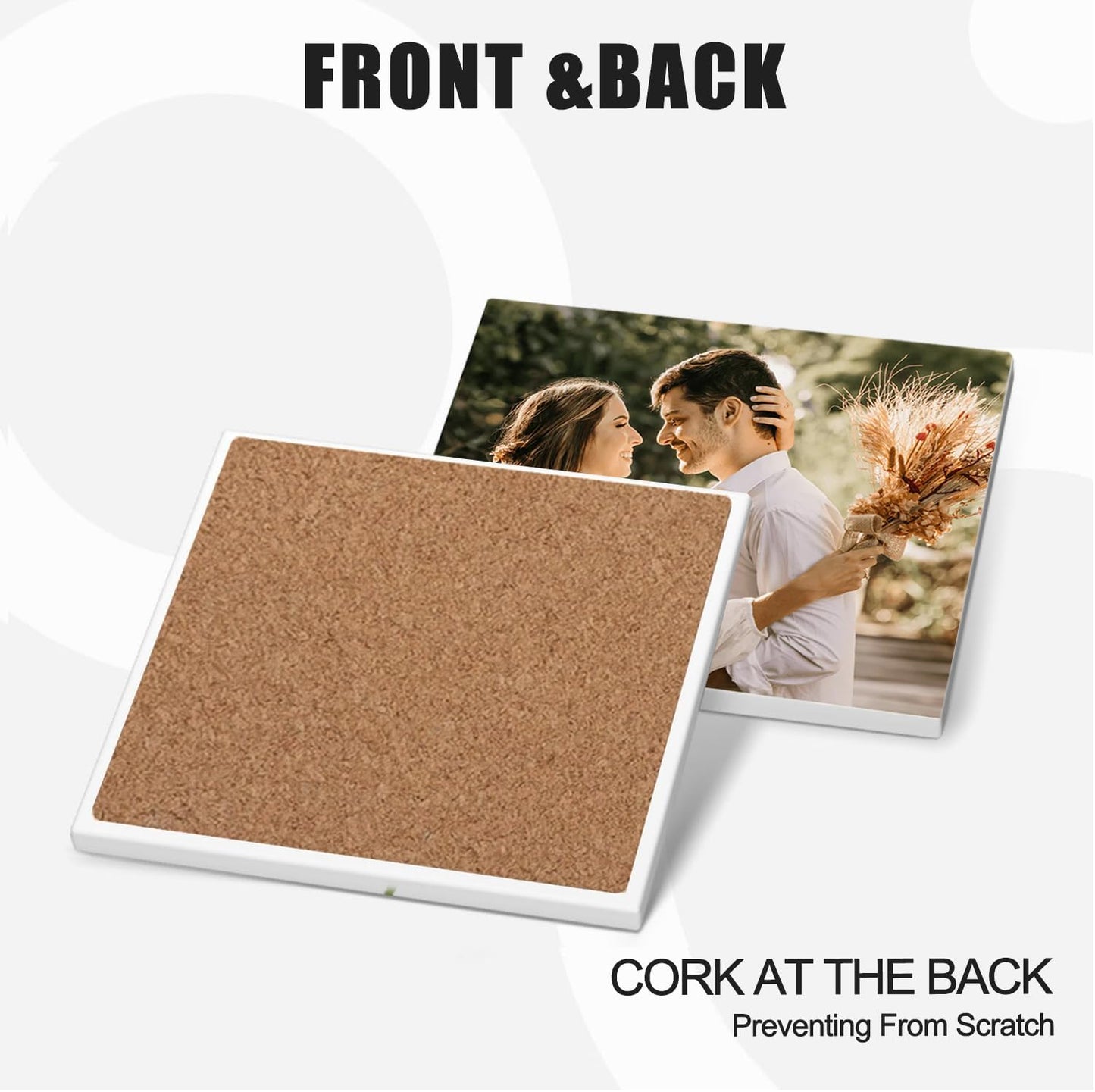 Custom Coasters, Personalized Ceramic Coasters for Crafts, Customized Drink Coaster with Your Photo, Text and Logo, for Weddings, Bars, Homes, Offices