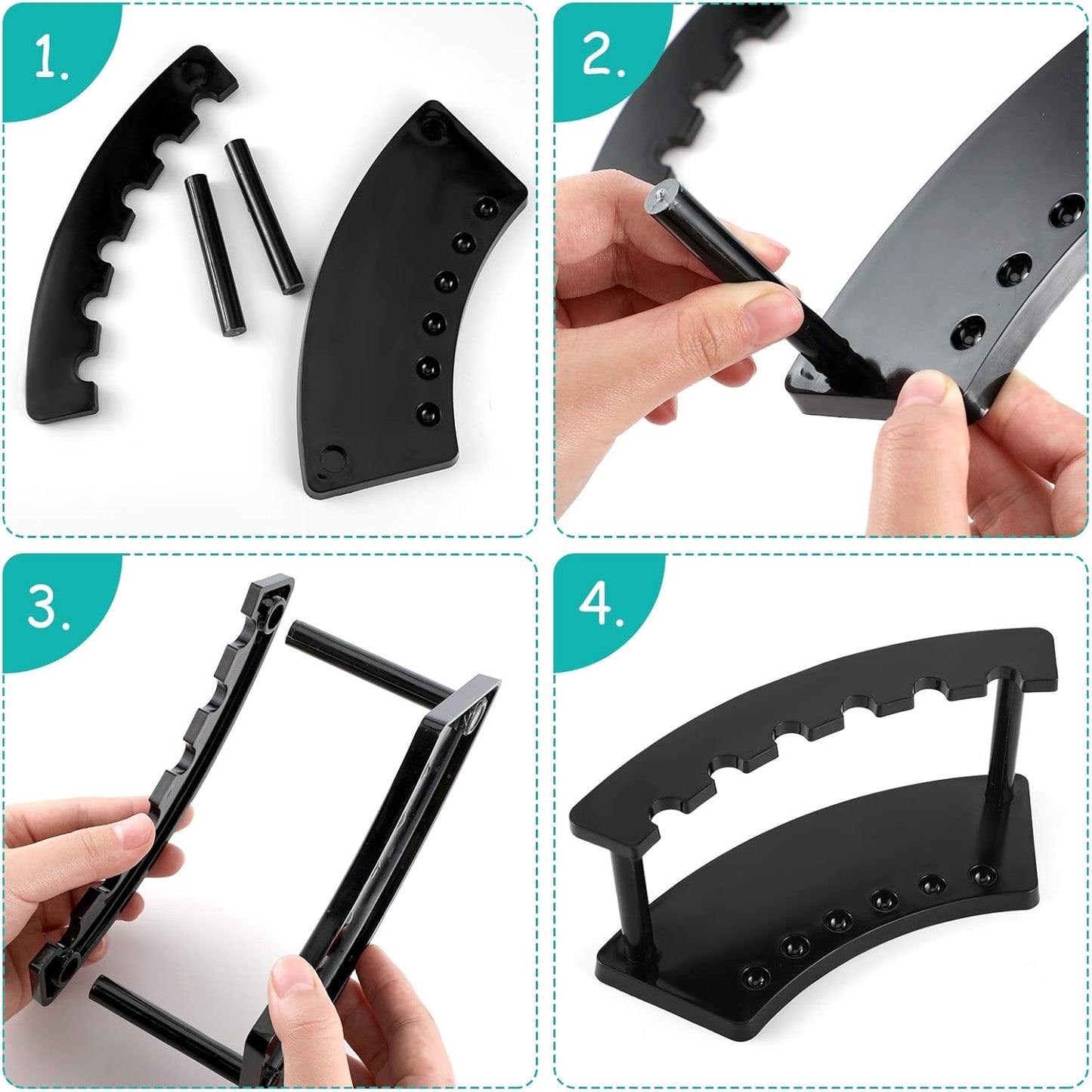 Tinlade 2 Pieces Plastic Pen Holder Stand Display Rack 6-Slot Pen Makeup Brush Rack Organizer Eyebrow Stand for School Office Home Store(Clear,black)