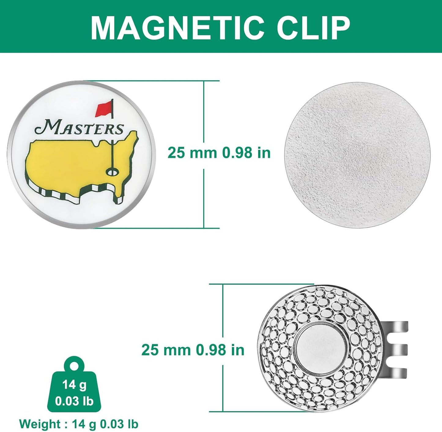 Golf Ball Marker Hat Clip, Funny Golf Accessories, Golf Gifts for Men 25 MM