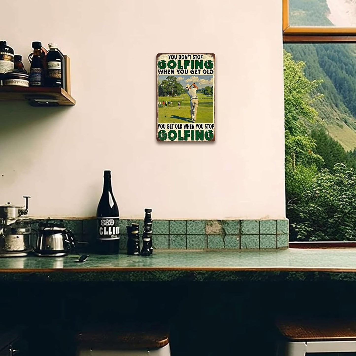 Funny Golf Tin Sign 8x12 Inch Golfing Metal Tin Sign You Get Old When You Stop Golfing Sign Home Kitchen Garden Restaurant Man Cave Wall Decor