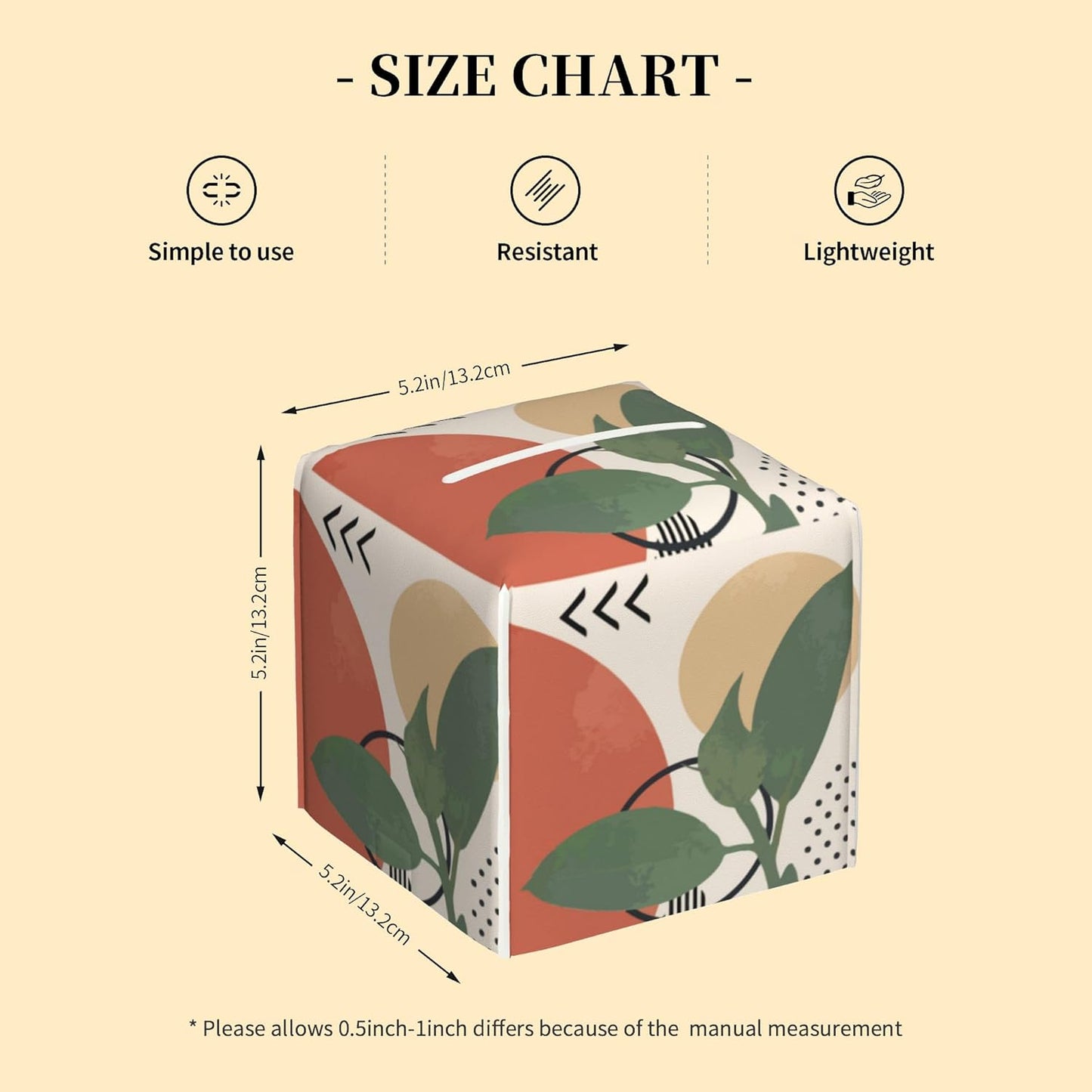 Tissue Box Cover Square,Geometric Modern Art Tissue Box Holder Waterproof Leather Facial Paper Case Modern Home Decoration for Bedroom Dresser Night Stand Office Desk