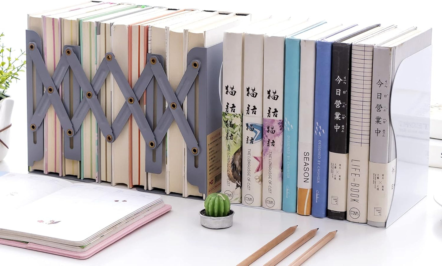 Adjustable Bookends Metal Book Ends for Heavy Book Holder Heavy Duty Bookends Nonskid Bookcase Desktop Book Organizer Binder Holder