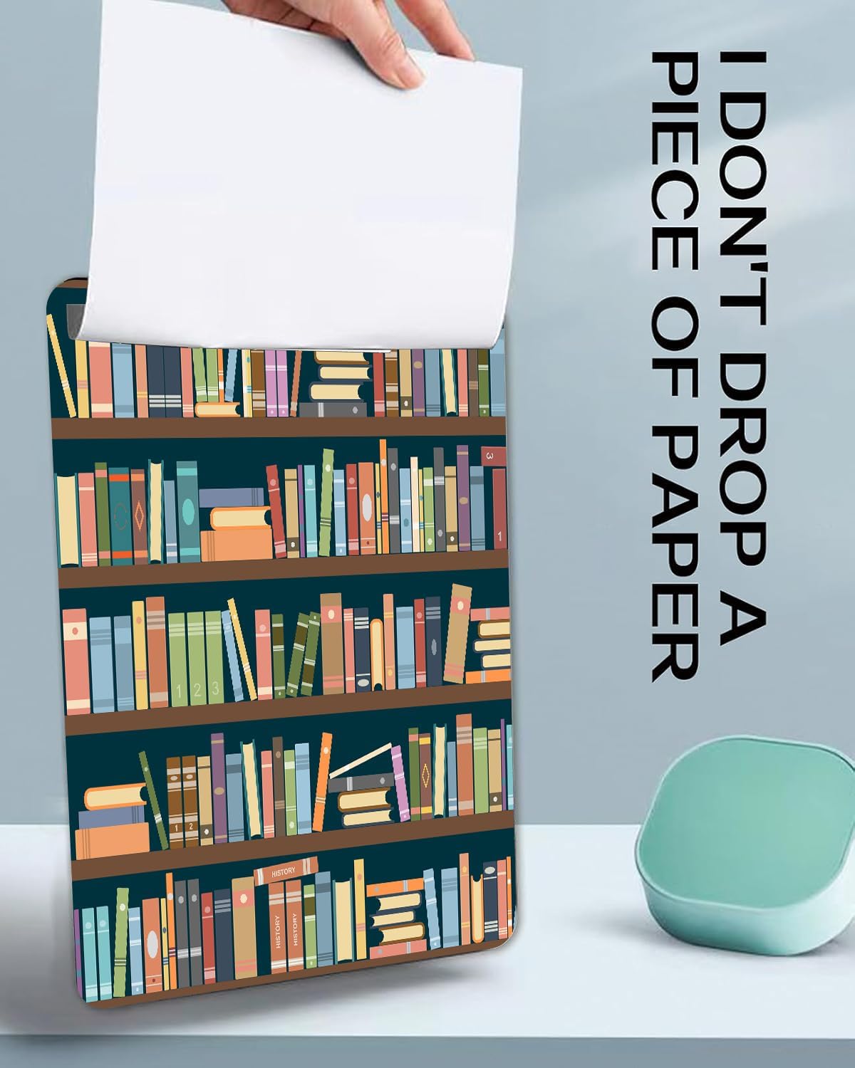 Fashion A4 Clipboard, Standard Letter Size 9" x 12.5", Decorative Wooden Clipboard with Low Profile Metal Clip for Office, School, Teachers, and Students, Book Library