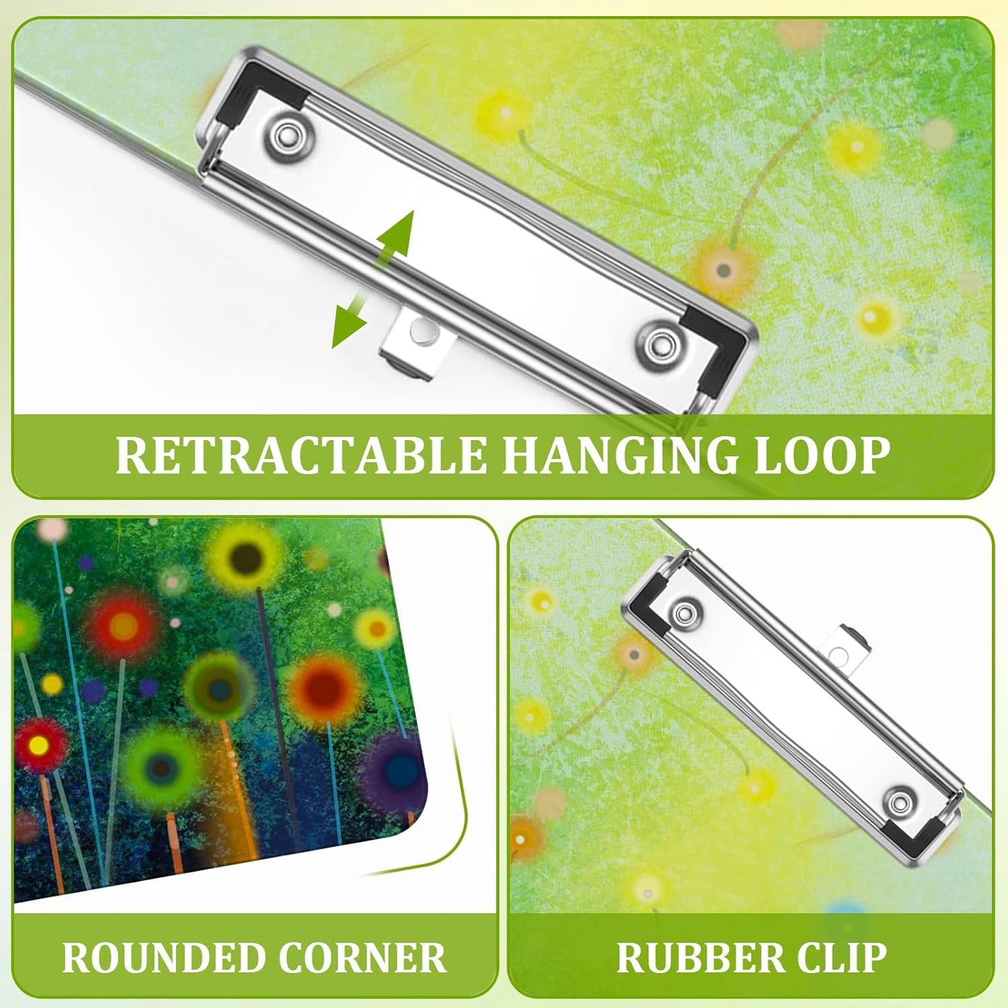 Vintage Floral Clipboard,Decorative Acrylic Clipboard with Low Profile Metal Clip for Office,School,Teachers,Students Standard Letter Size 9x12.5