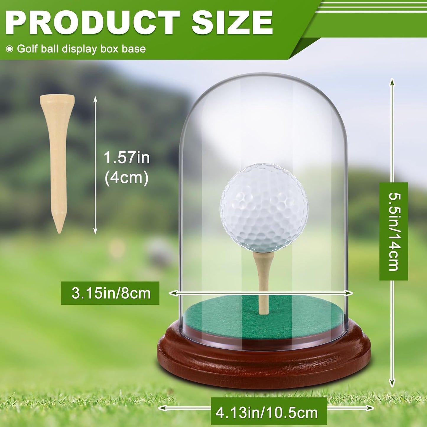 Golf Ball Display Case Hole in One Acrylic Golfball Memorabilia Display Holder with Wood Base Clear Dust Protection Transparent Storage Box for Single Golfball Baseball Case(Mahogany)