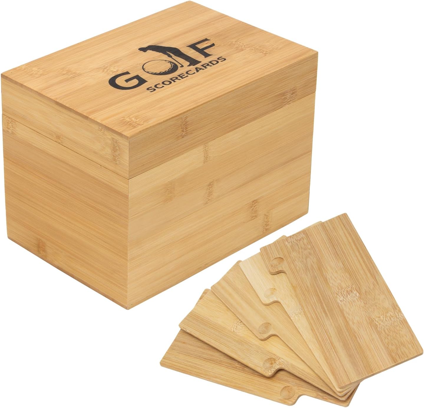 Golf Scorecard Collection Box, Golf Storage Box With 5 Wooden Dividers Holds Scorecards, Photos, Keepsakes, Yardage Books, Golf Scorecard Holder Keeper Accessories to Organize and Display