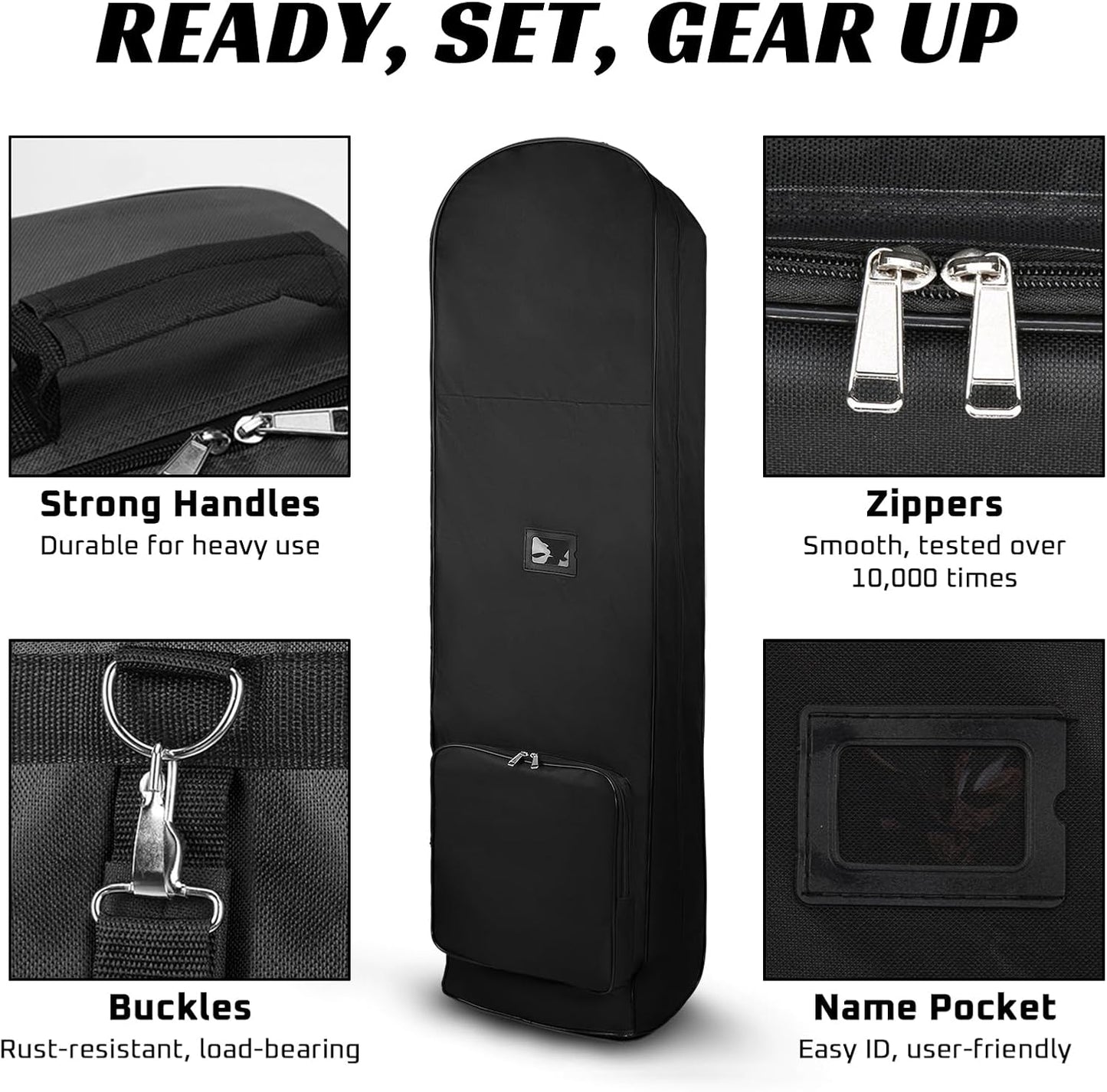 XUZ Golf Club Travel Bags for Airlines - Soft Sided Travel Golf Bags for Airlines, 1200D Foldable Golf Club Covers Stuff, Wheels Travel Case with Accessories