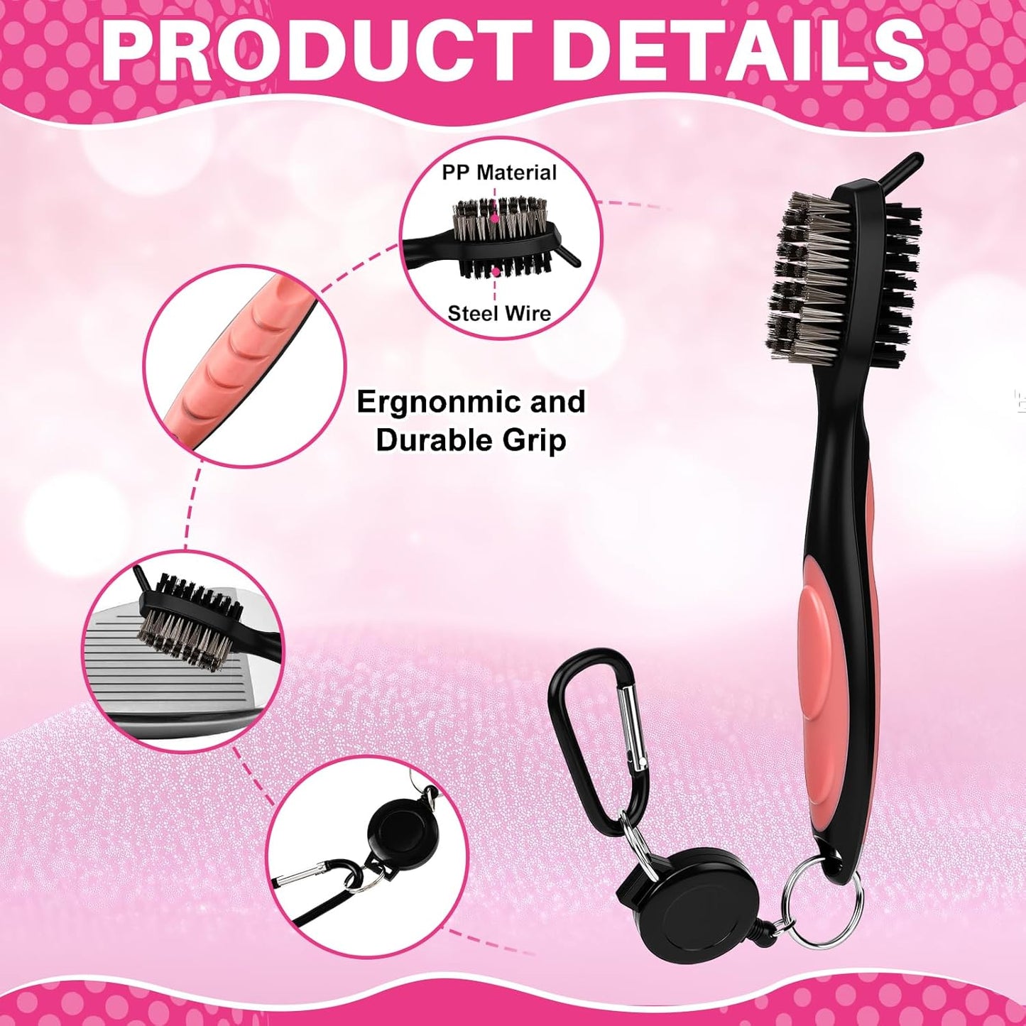 9 Pcs Golf Accessories Kit Included Golf Tees Towel Divot Tool Cleaner Brush Ball Bag PVC Makeup Bag with Chenille Letter Patch for Women Men Christmas Birthday Retirement Gifts