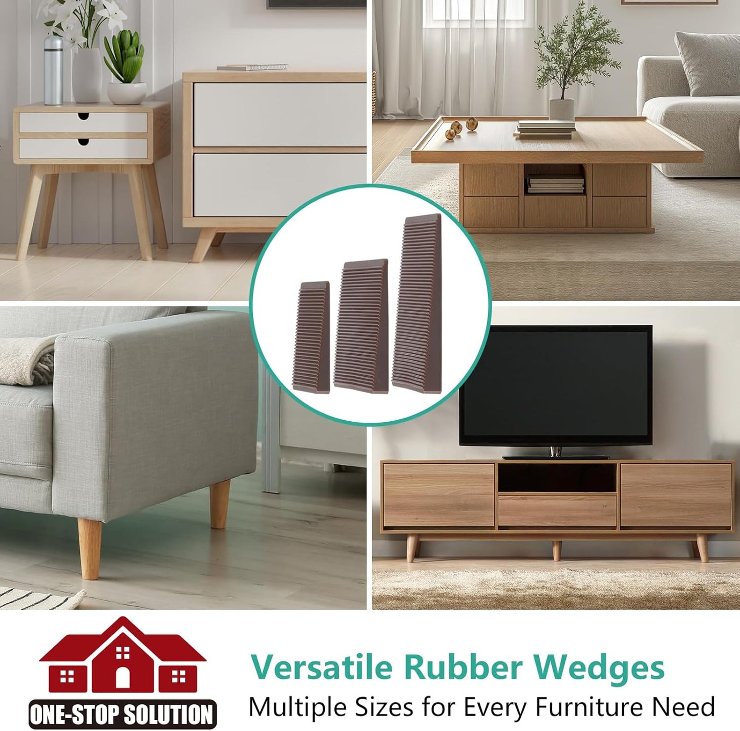 Furniture Leveler 12pcs Kit Size Variety | Multi-Purpose Rubber Shim for Leveling Feet Stable | Anti-Wobble Pad for Uneven Table, Dresser Leg, Toliet and More Furniture | Prevent from Wobbling