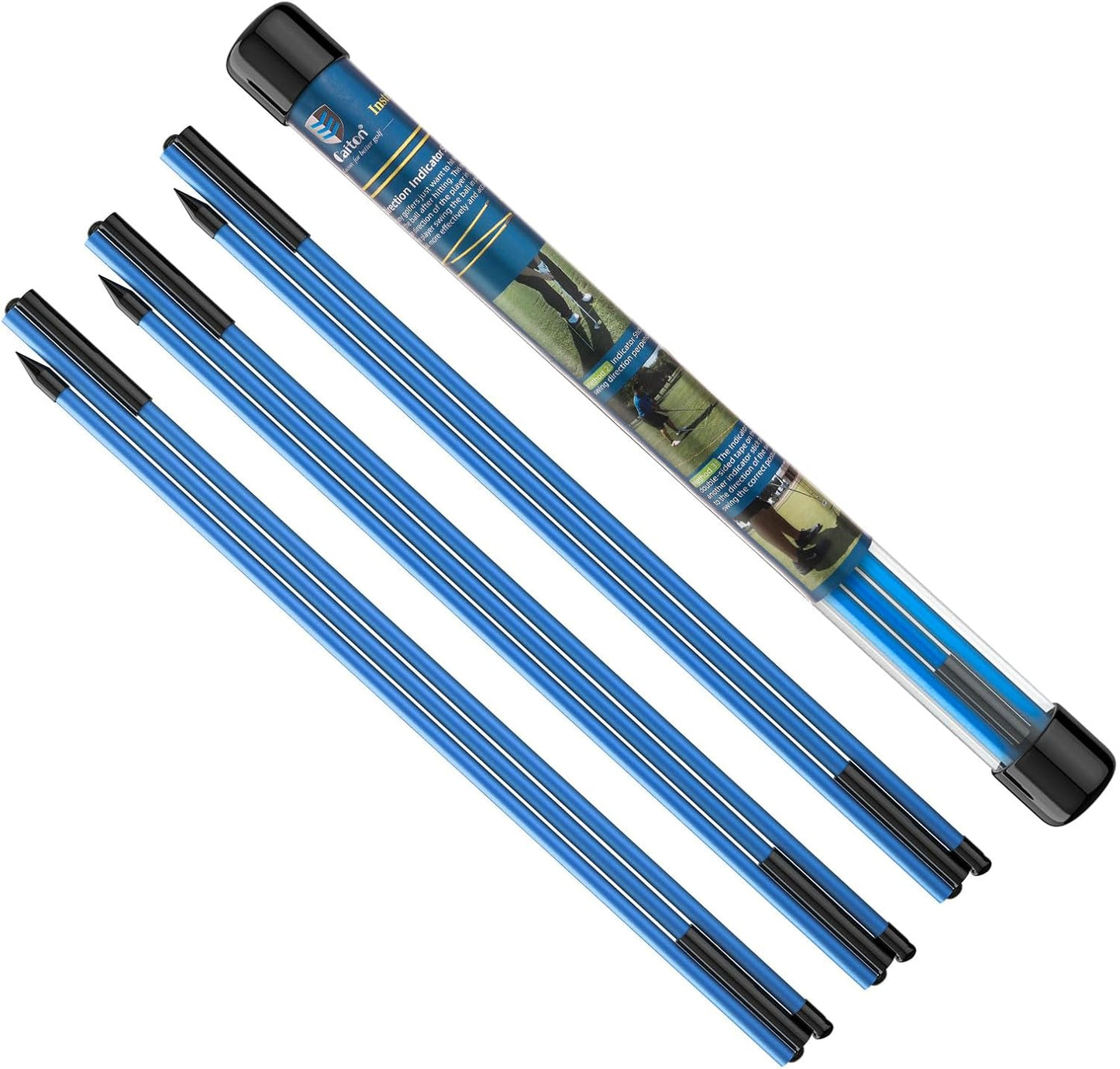 MoKo Golf Alignment Stick, 2 Set Golf Alignment Rods, 48" Collapsible Alignment Stick Golf Training Aid for Aiming, Putting, Posture Corrector, Golf Practice Sticks with Clear Tube Case