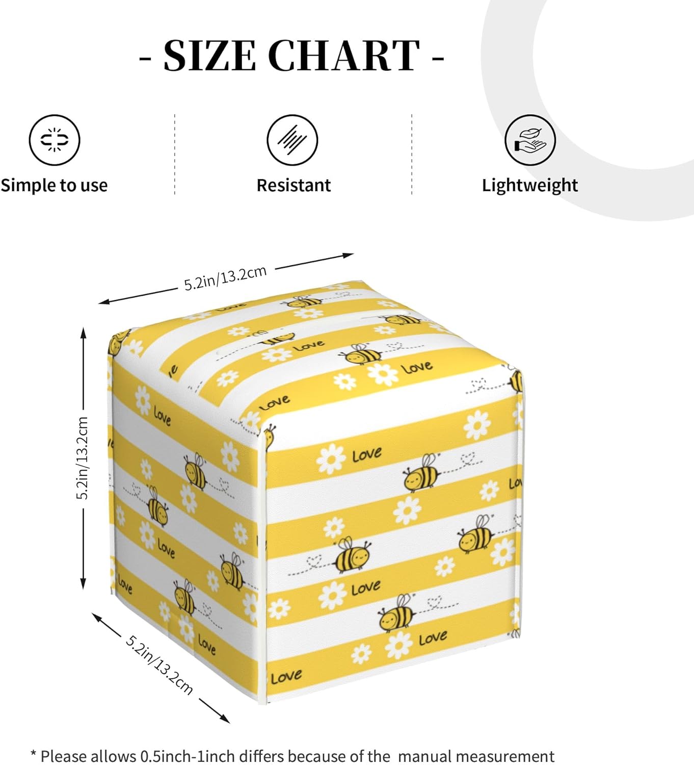 Cute Bees and Daisy Flowers Tissue Box Cover Square,Yellow Bee Daisies Love Tissue Box Holder Waterproof Leather Facial Paper Organizer Dispenser for Bathroom Home Car Nightstand Vanity Desk