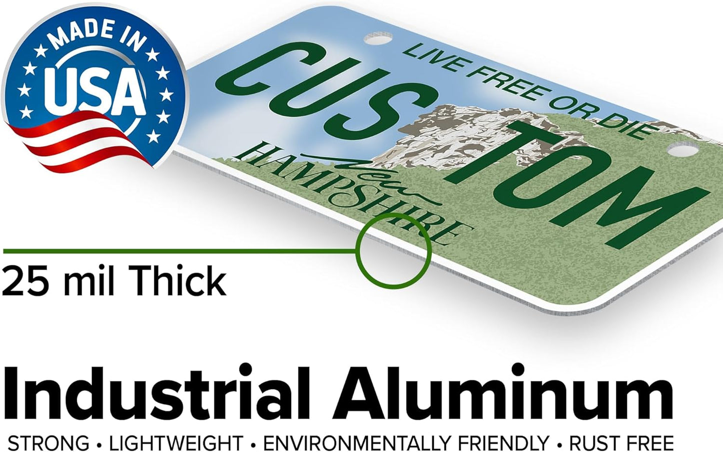 Mini License Plates, Personalized License Plates, Custom for Car, Bikes, ATV, Kids Car, Golf Cart, Jeep, 2x4 Inch, Rust-Free Fade Resistant Aluminum, USA Made by My Sign Center (New Hampshire)