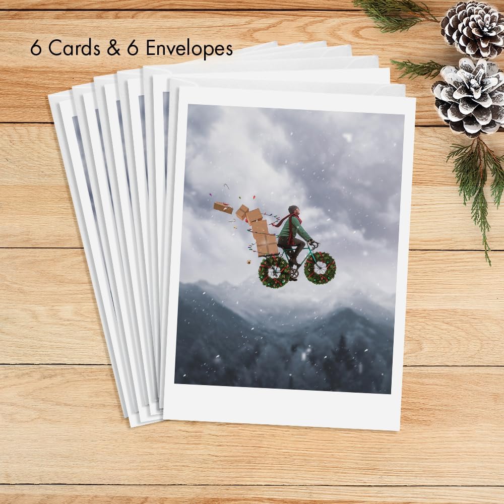 Photographic Christmas Cards, Have a Wheelie Good Holiday (6 Cards with White Envelopes)