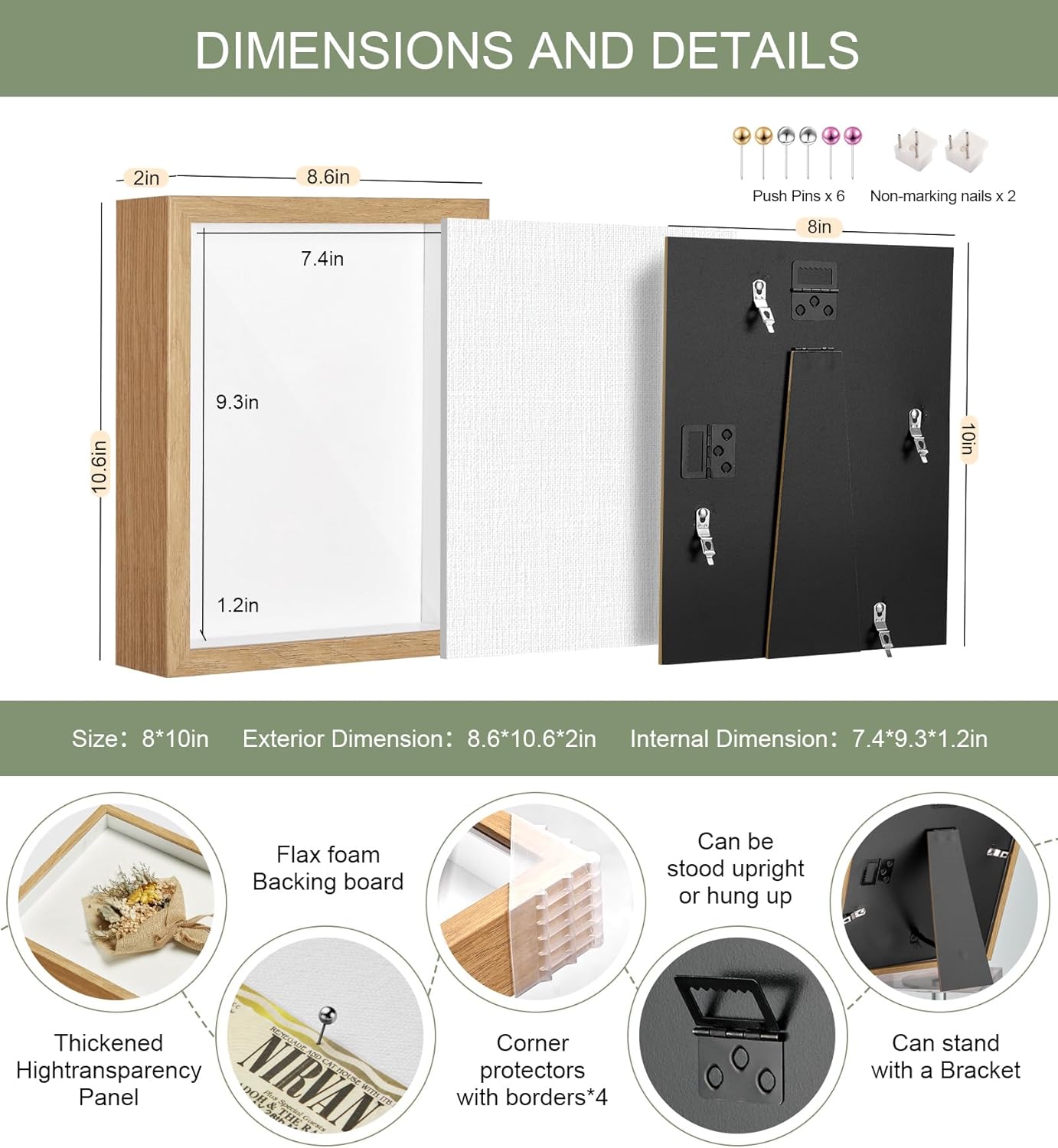 8x10 Shadow Box Display Case Picture Frame with Soft Linen Back,Large Deep Black Shadow Box 8x10 for Flowers Medal Display Case Jersey pet Graduation Memorabilia Baby Ltems Crafts Photos