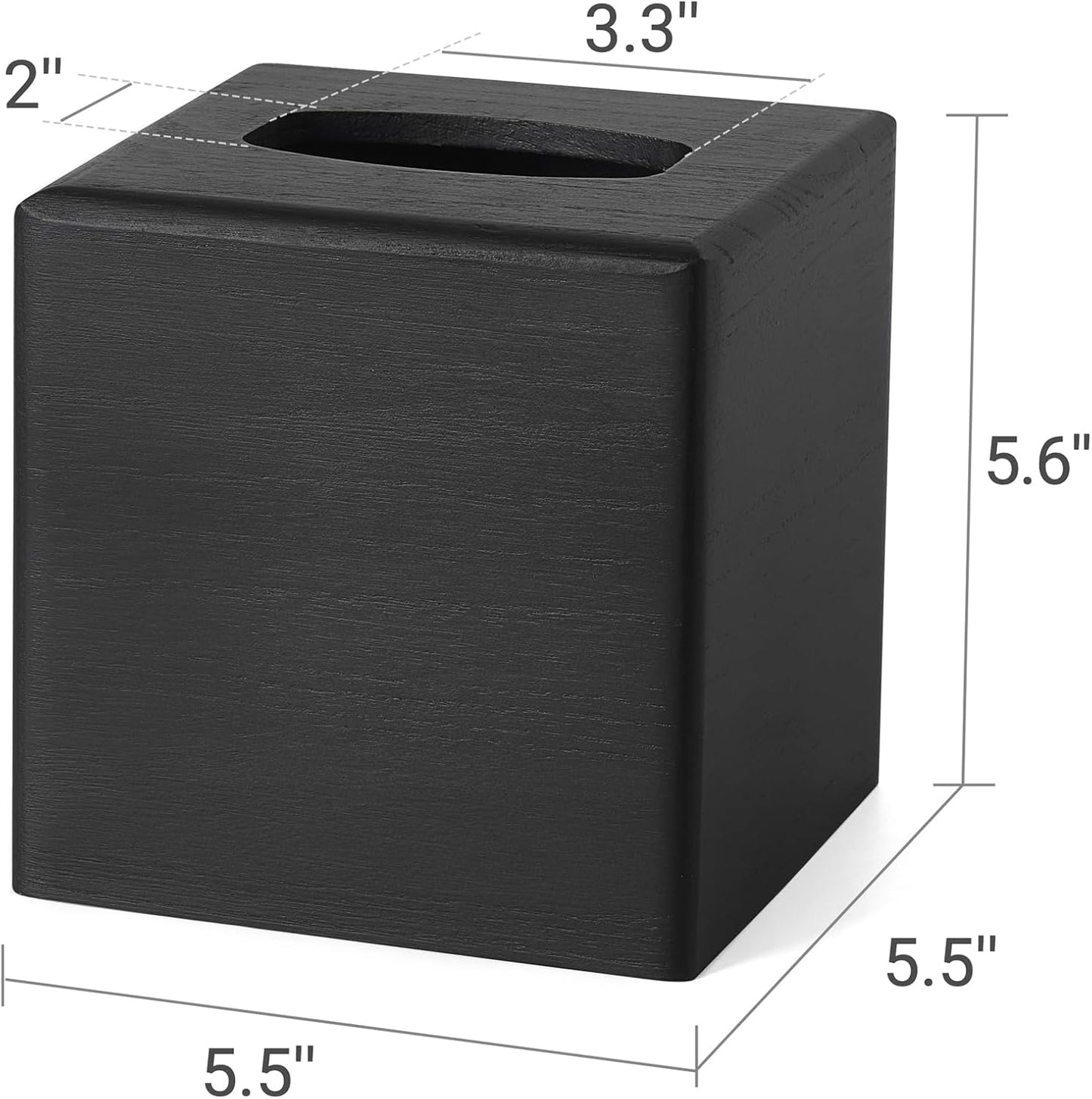 Mkono Tissue Box Cover Square Open-Bottom Wood Tissue Box Holder Decorative Facial Cube Organizer Modern Farmhouse Decor for Bathroom Bedroom Dresser Living Room Office Dorm, Black