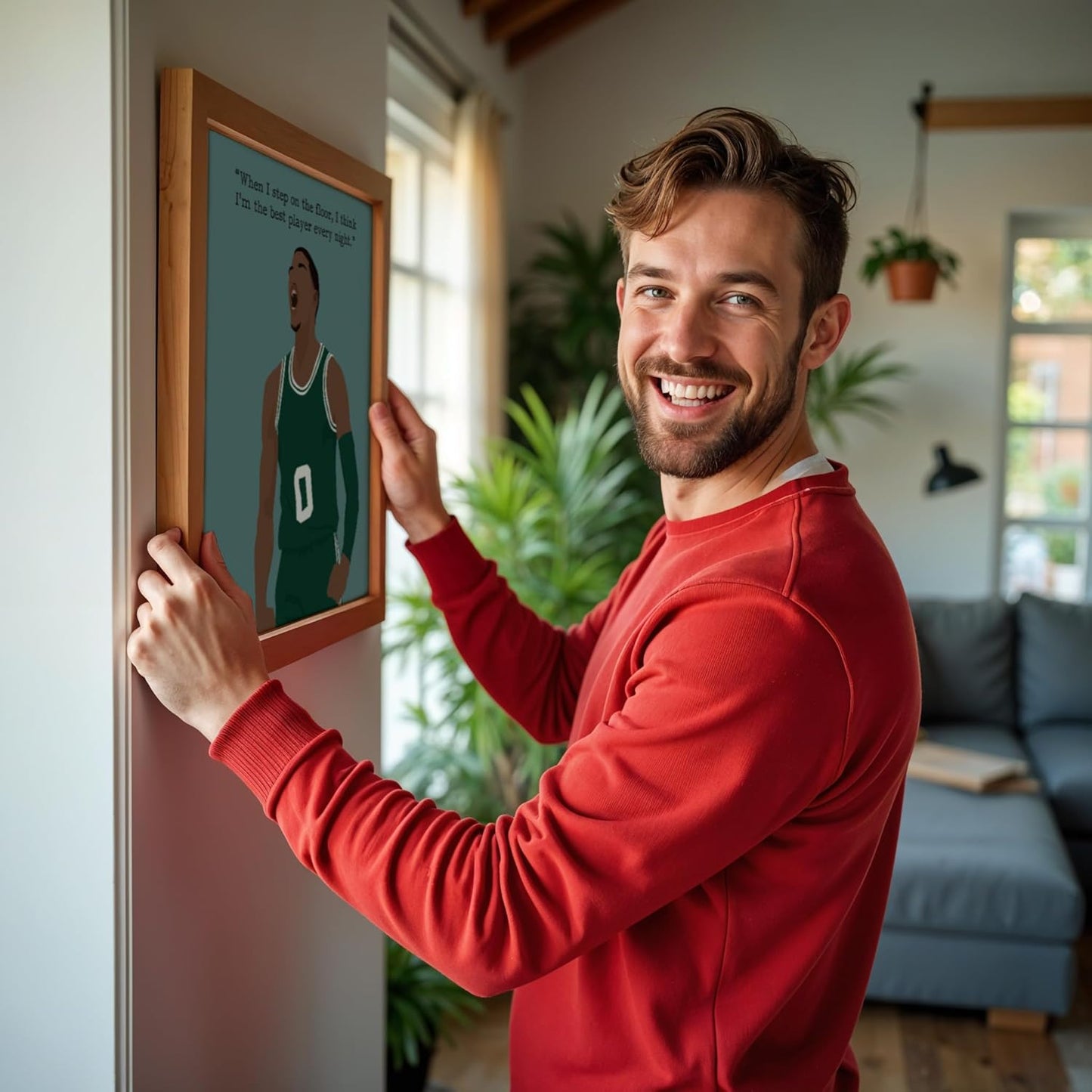 LOLUIS Motivational Basketball Superstar Hand-Drawn Artwork Sport Quote Wall Art Decorations (Unframed 8"x10", Basketball Player 9)