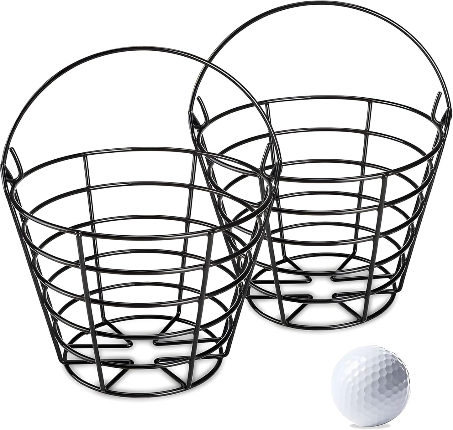 10L0L Metal Range Golf Ball Baskets with Handle, Golf Ball Storage Bucket, Holds 50 Balls Each (GolfBalls Not Included)