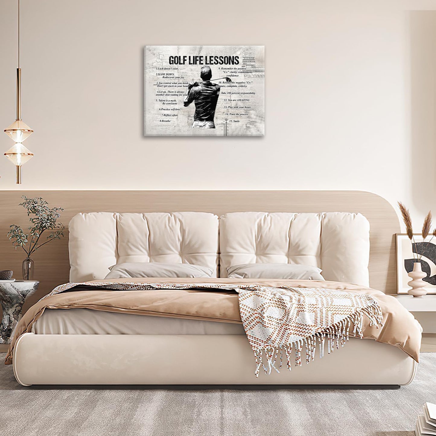 Gyeong Golf Sports Wall Art Golf Life Lessons Wall Decor Golf Sign Retro Poster Boy Men Room Motivational Decorations Canvas Print Painting Artwork for Bedroom Bathroom Living Room 20"x16"