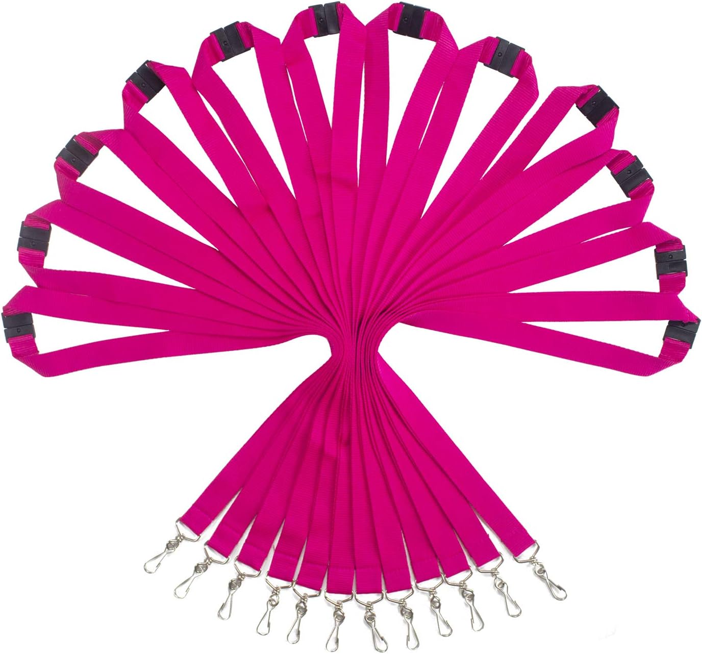 12 Pack Breakaway Lanyards, Durable Neck Straps for Schools, Office, Cruise, Rose Red
