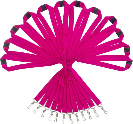 12 Pack Breakaway Lanyards, Durable Neck Straps for Schools, Office, Cruise, Rose Red