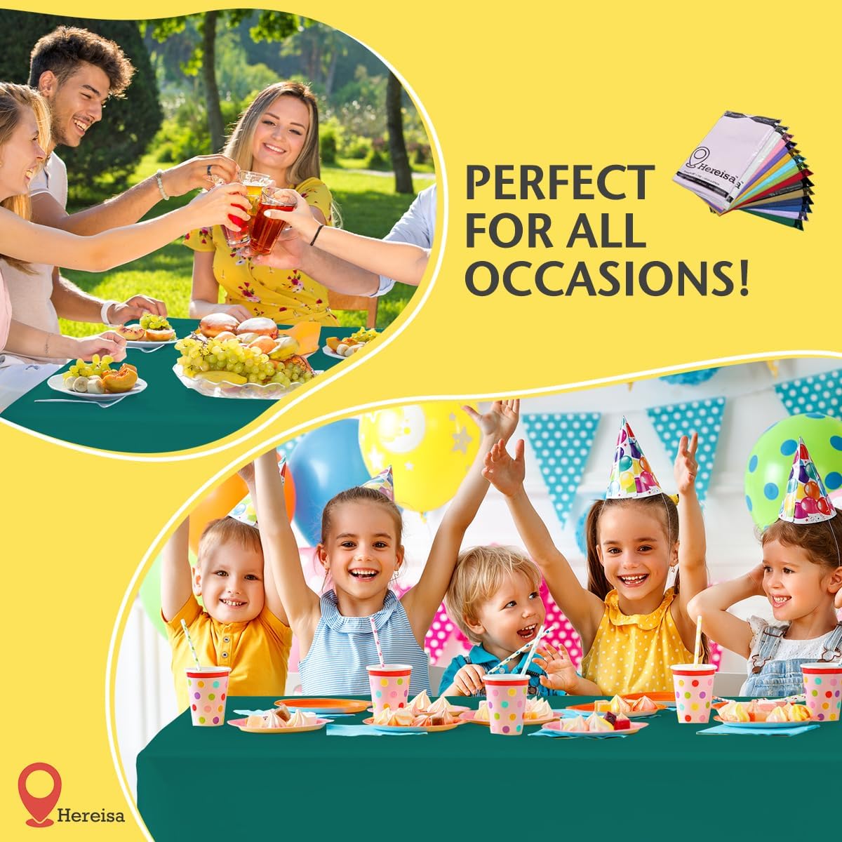 Plastic Teal Tablecloths 3 Pack Disposable Table Covers 54 x 108 Inches Pitch Onyx Teal Table Cloths for Parties Birthdays Weddings Anniversary BBQ Picnic, Fits 6 to 8 Foot Rectangle Tables