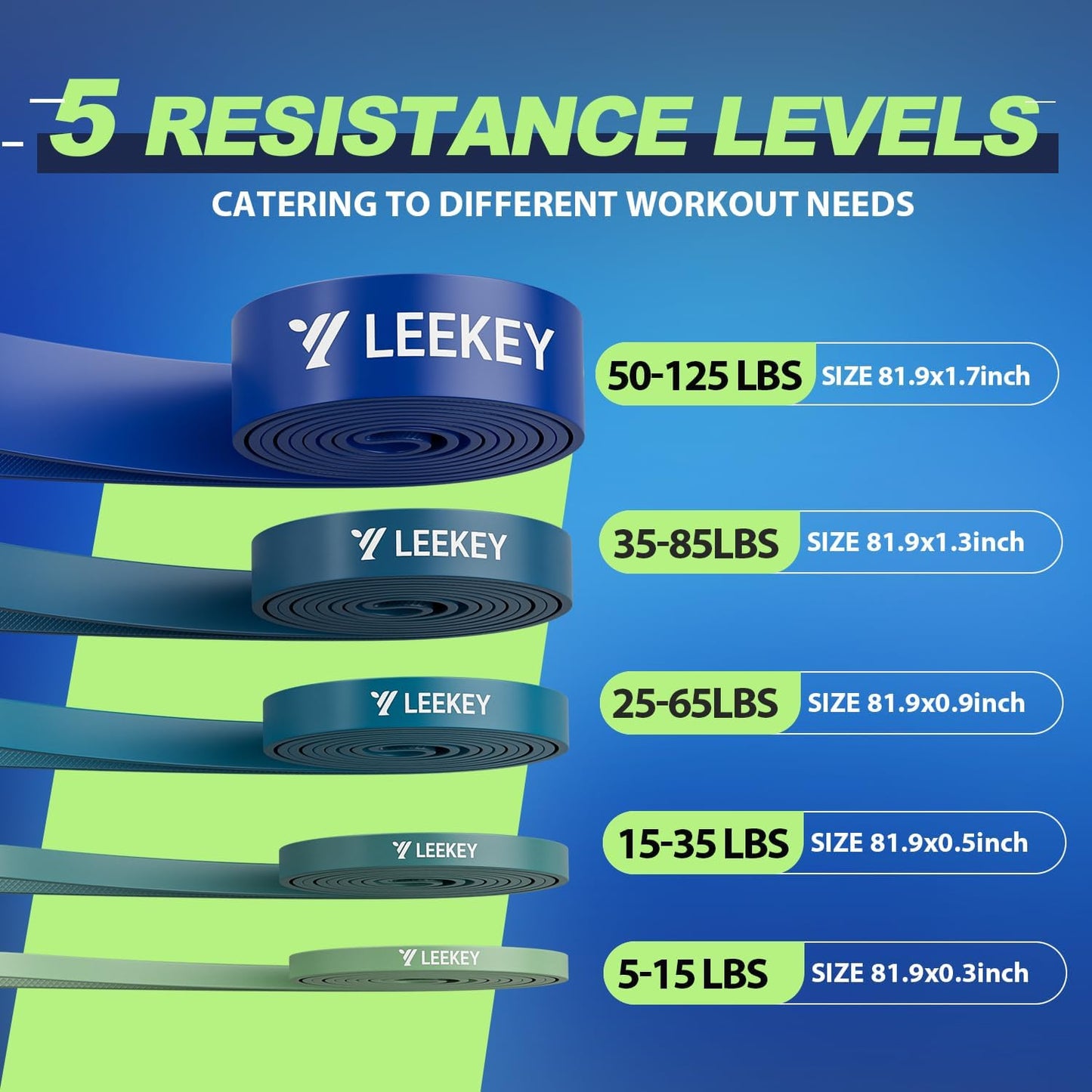 LEEKEY Resistance Bands, Exercise Bands with Handles,Pull Up Assist Bands - Band Set with Door Anchor - Bands for Working Out,Band for Men and Women Fitness Training,Home Workouts