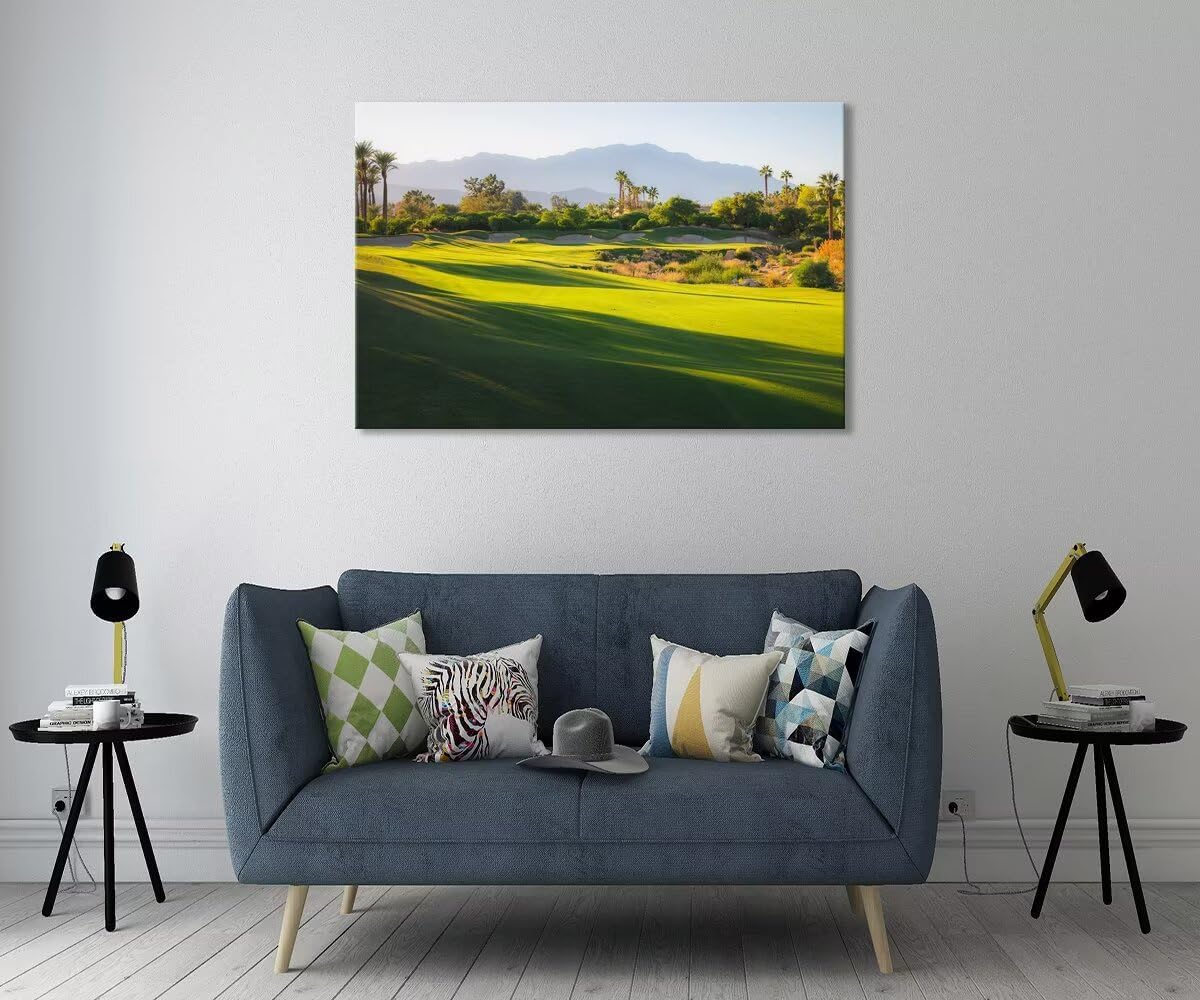 USA California Indian Wells Golf Course Wall Art for Living Room Bedroom Bathroom Home Decorations Golf Course in Palm Picture Poster Canvas Prints Modern Artwork Framed Ready to Hang(12''H x 16''W)