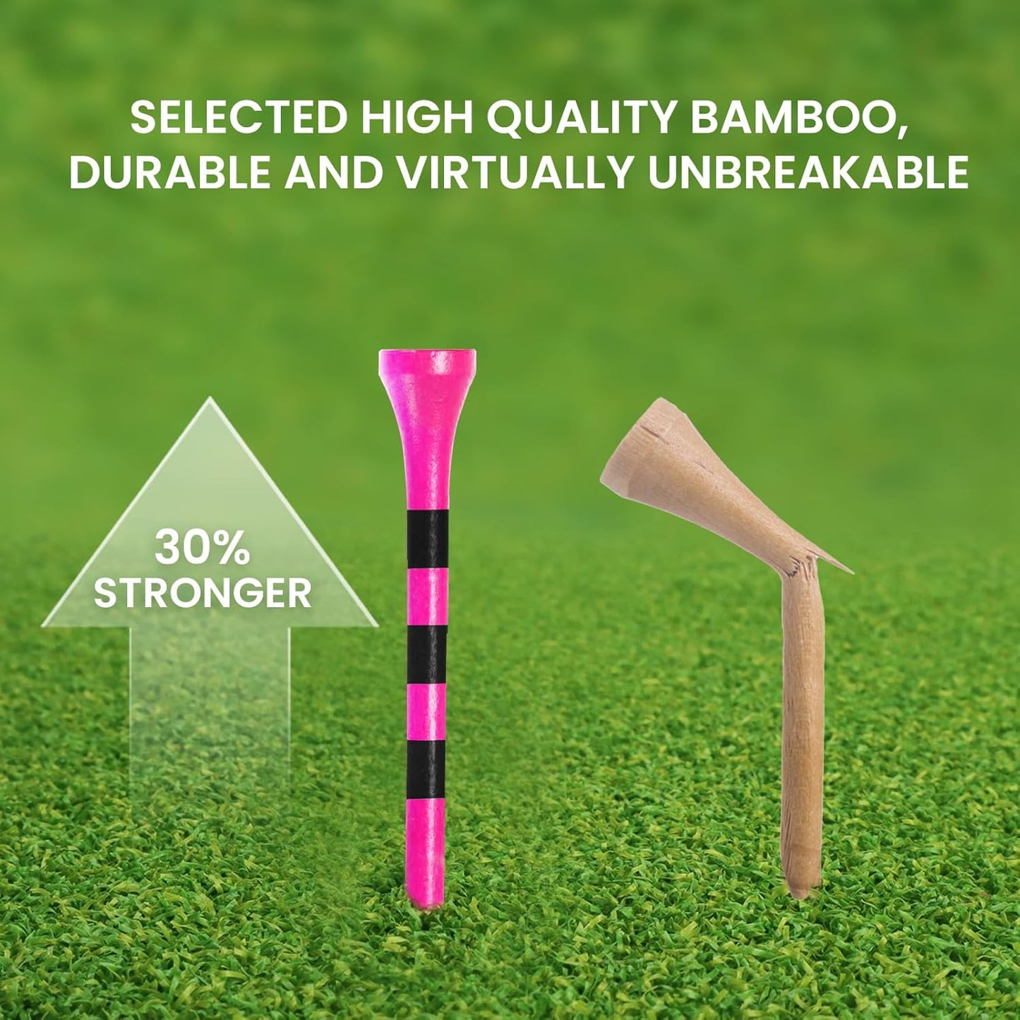 FINGER TEN Golf Tees Wood 3 1/4 2 3/4 Inch Wooden Bamboo 50/120 Count, Durable Biodegradable Colored Bulk Tee 70mm 83mm