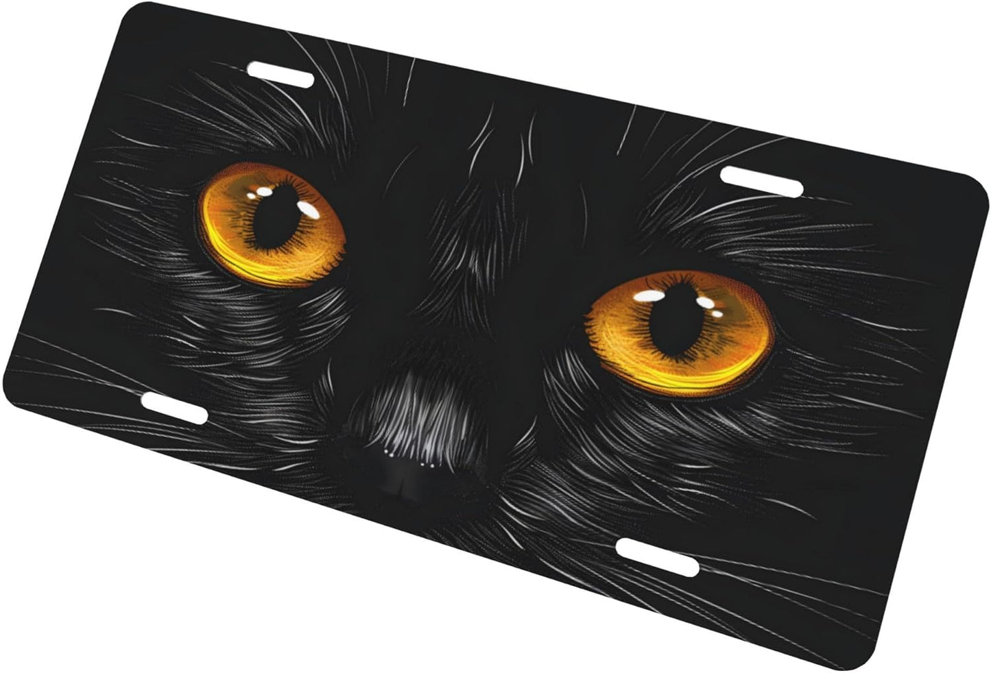 Animal Cat Eyes License Plate Funny Aluminum Front License Plates Decorative Waterproof Rust-Free Metal Car Plate Covers for Women Men Car Tag Accessories fit Truck SUV Rv 12 X 6 in
