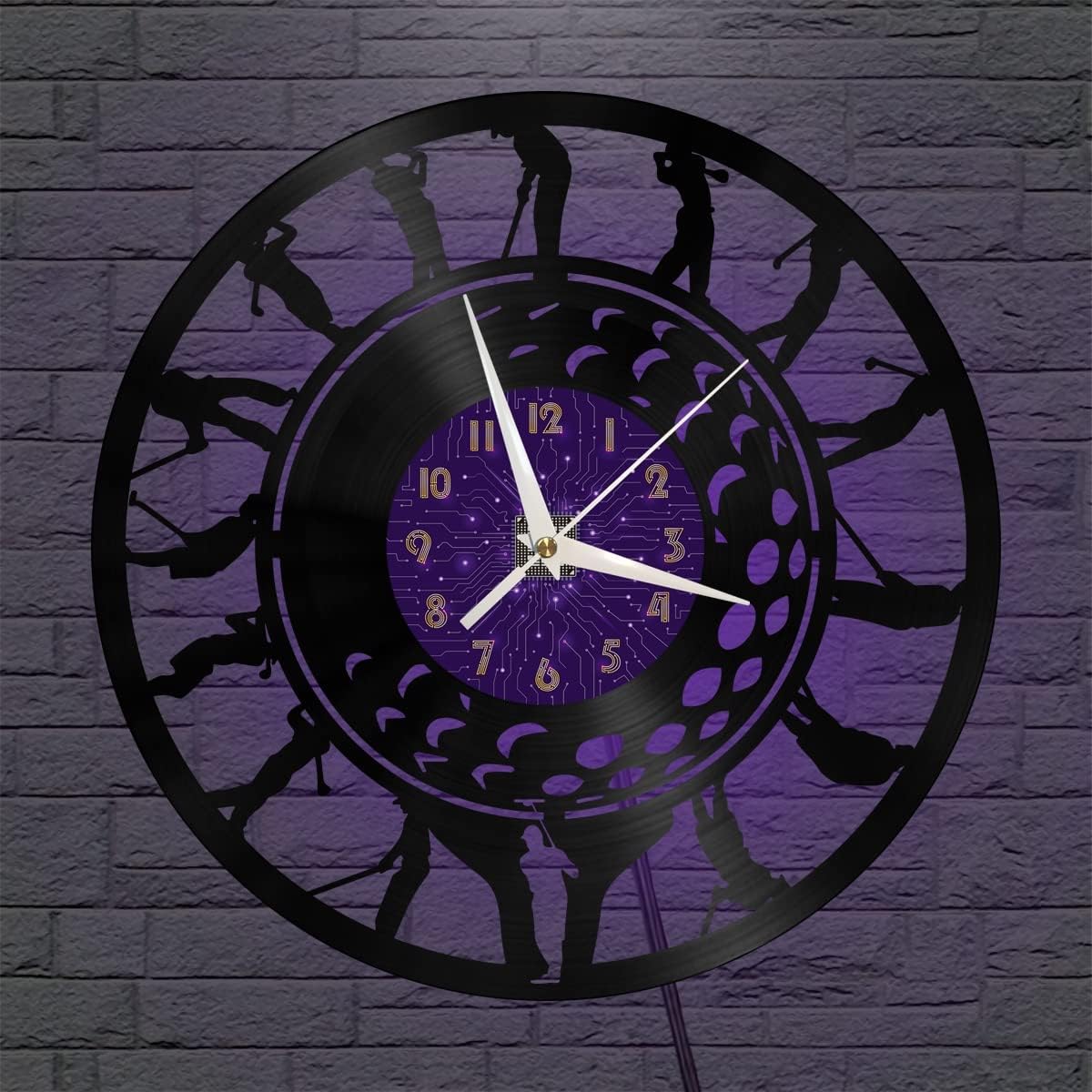 Generic Golf 2 Decoration Vinyl Wall Clock, Vinyl Record Clock Wall Art Silent & Non-Ticking(12 inchs P-LED), Purple