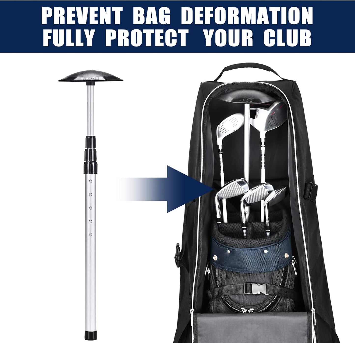 Partage Golf Travel Bag with Wheels,Golf Travel Case for Airlines -Black