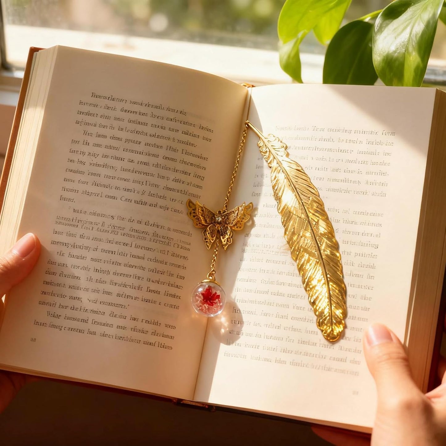 Metal Feather Bookmark with Butterfly Charm – Christmas Gifts for Women, Teachers & Book Lovers – Stocking Stuffers, Secret Santa, Birthday & Holiday Gift Box