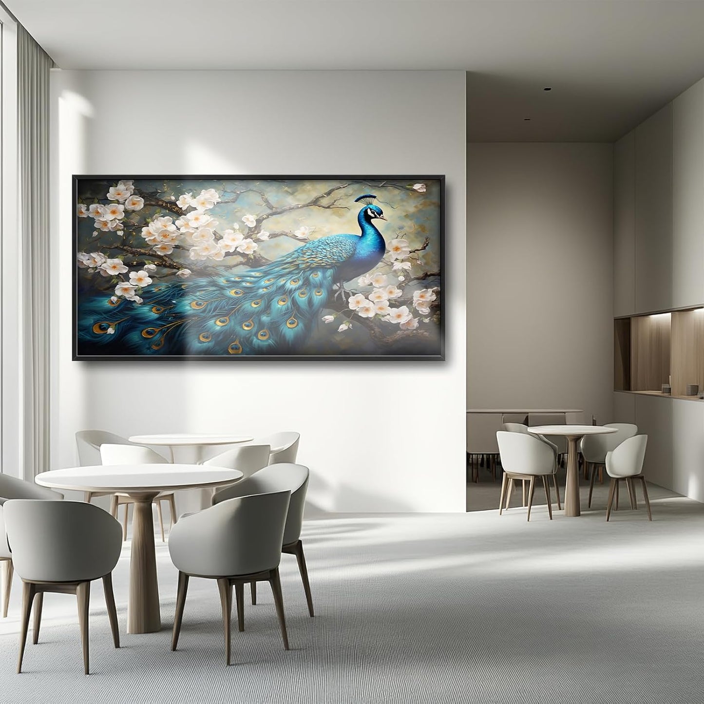 Peacock Large Framed Wall Art for Living Room Peacock Pictures Wall Decor Canvas Print Painting Home Decorations Artwork for Office Bedroom 60x30 inch