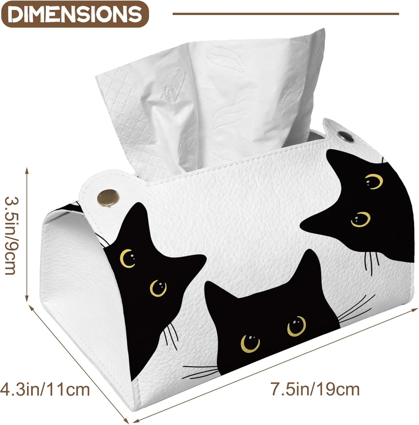 Black Cat Tissue Box Cover Holder – Rectangular Tissue Organizer, Decorative Napkin Box Case for Home, Office & Car