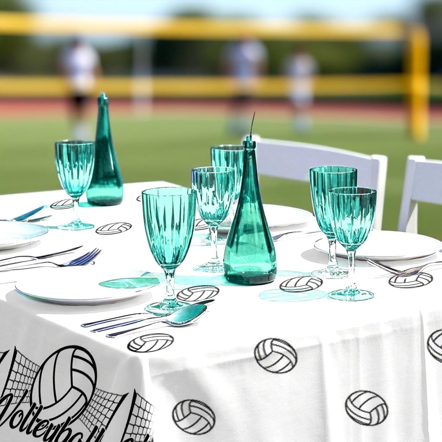 Grencian 3Pcs Volleyball Birthday Party Tablecloth Volleyball Plastic Table Covers Sports Theme Disposable Table Cloth for Girls Birthday Party Decorations