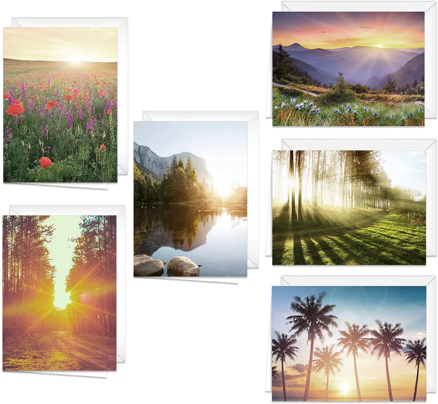 Canopy Street Beautiful Sunrise Greeting Note Card Pack / 24 Nature Greeting Cards With White Envelopes / 6 Lovely Outdoor Sunset Scenery Designs / 4 5/8" x 6 1/4" All Occasion Sympathy Cards