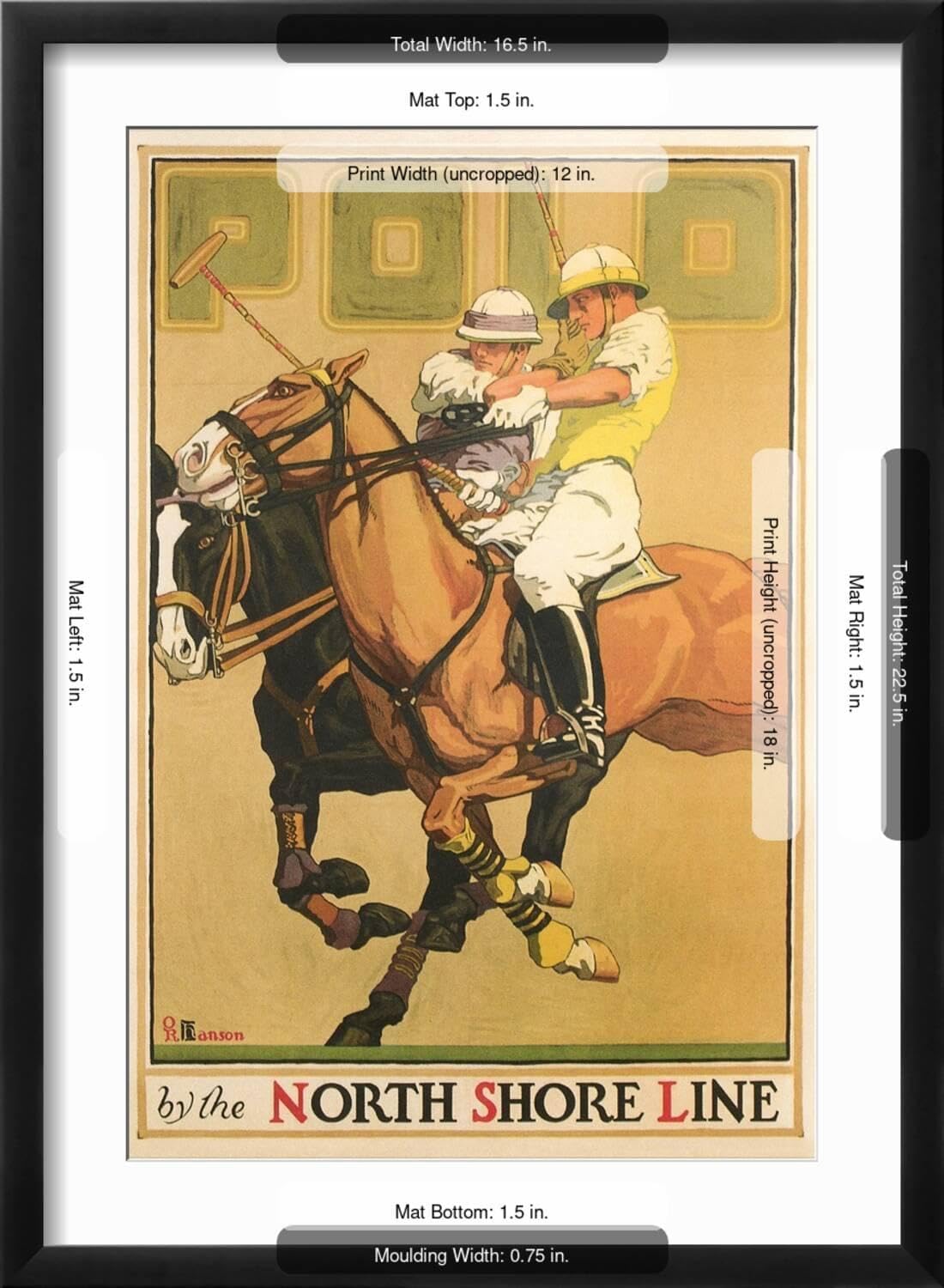 ART.COM Wall Art Print Polo Poster on Black Frame, 17" x 23"