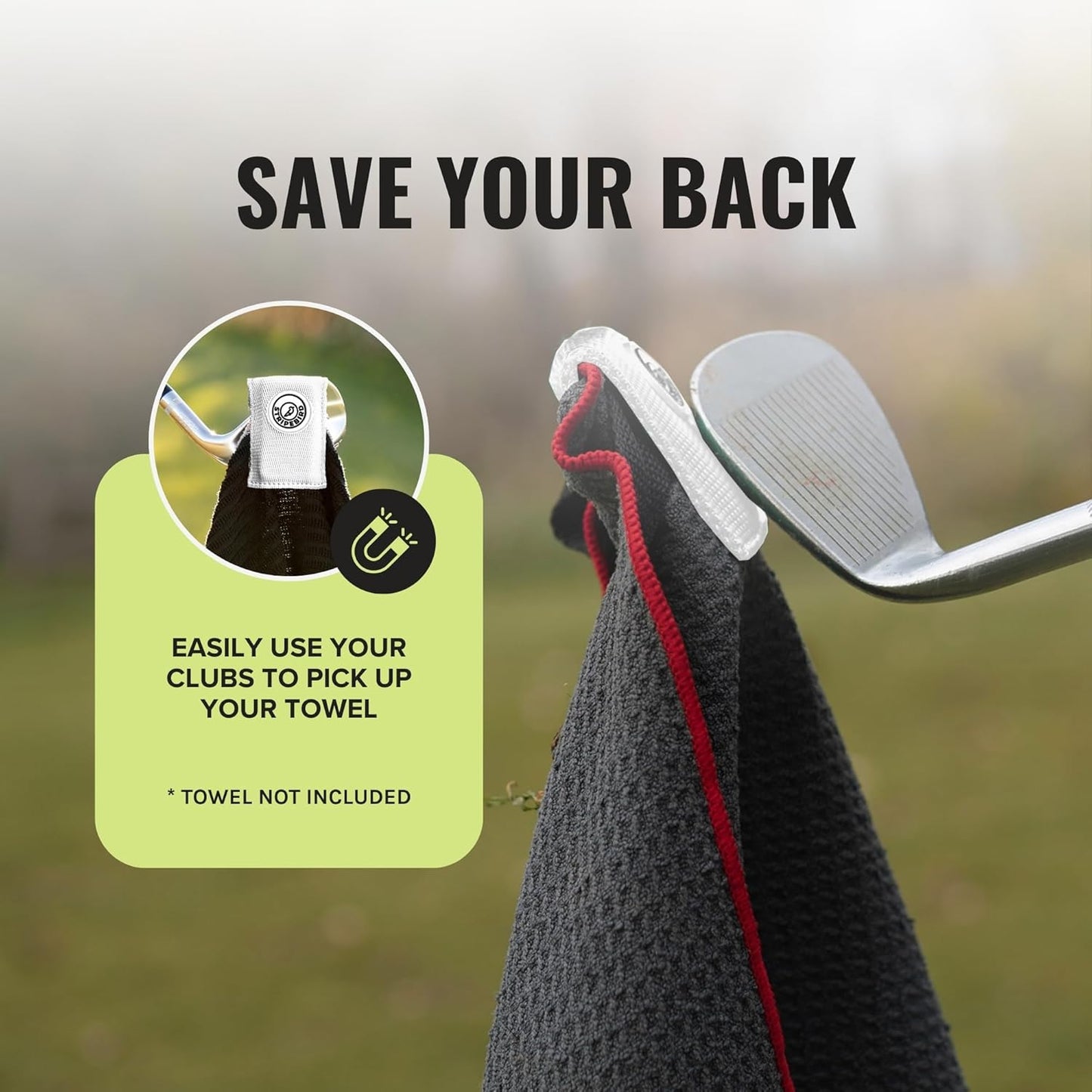 Stripebird Magnetic Clip for Any Towel (White) - Highest Strength Magnet for Golf Towel - Removable - Golf Towels for Men