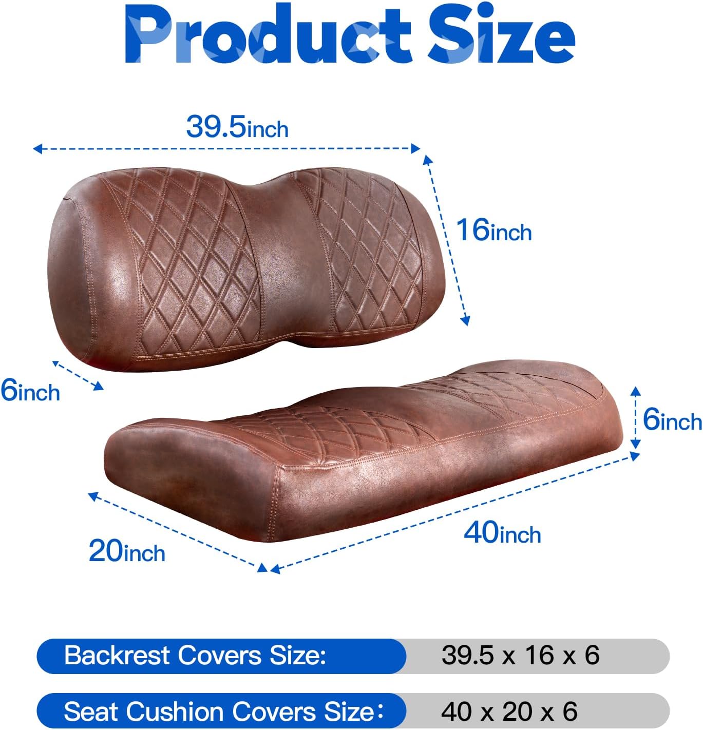 NOKINS Golf Cart Vinyl Diamond Seat Covers kit, Fit Club Car Precedent/Tempo/Onward Premium Front Seat Cushion, Soft/Scratch-Resistant/No Stapler Needed