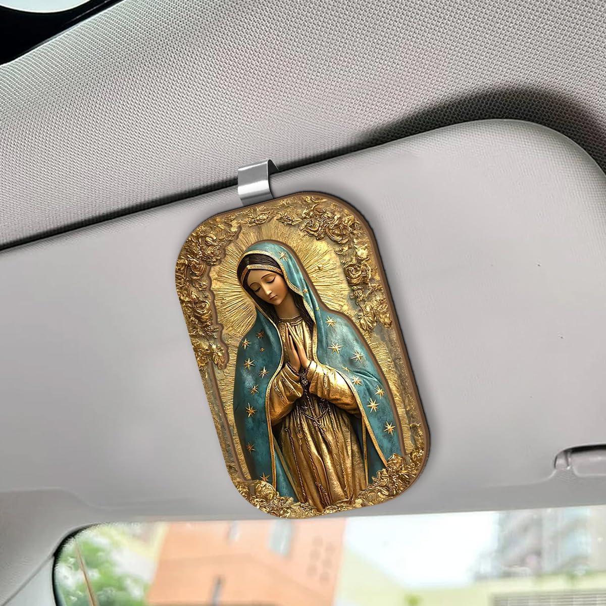Jesuspirit Personalized Car Visor Clip – Guardian Angel Visor Clip, Our Lady of Guadalupe, Christian Car Accessories, New Driver & Religious Gifts (Vintage Style Virgin Mary)