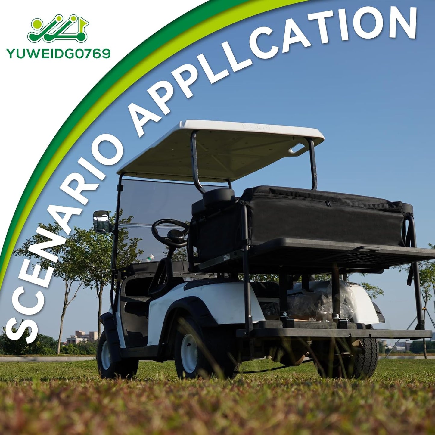 Golf Cart Storage Organizer, Sturdy Golf Cart Trunk Organizer, Collapsible for Yamaha,Club Car, EZGO Golf Cart, Pickup Truck Bed, Van, Adjustable Securing Straps, Foldable Cover Black