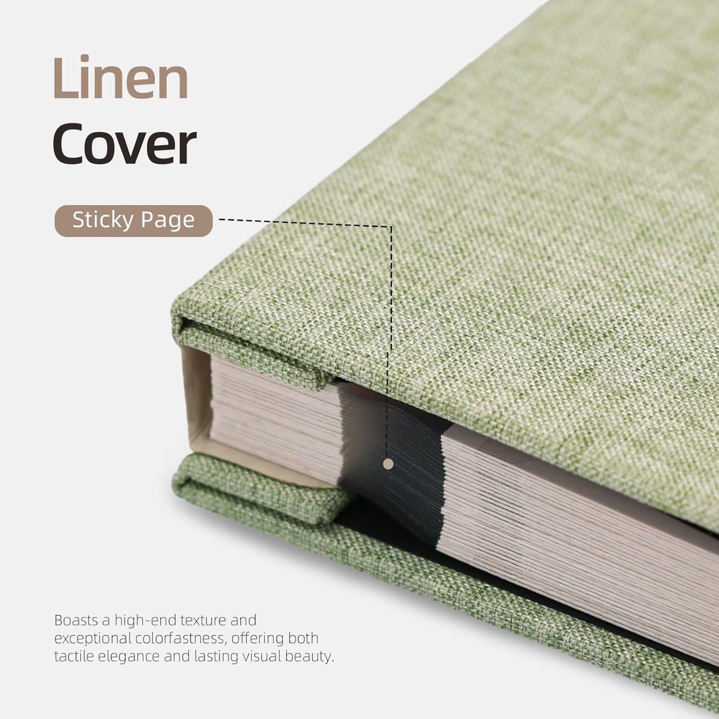 Vienrose Photo Album Self Adhesive 4x6 5x7 3x5 8x10 Scrapbook Album DIY Scrap Book with Metallic Pen 120 Pages Grassgreen