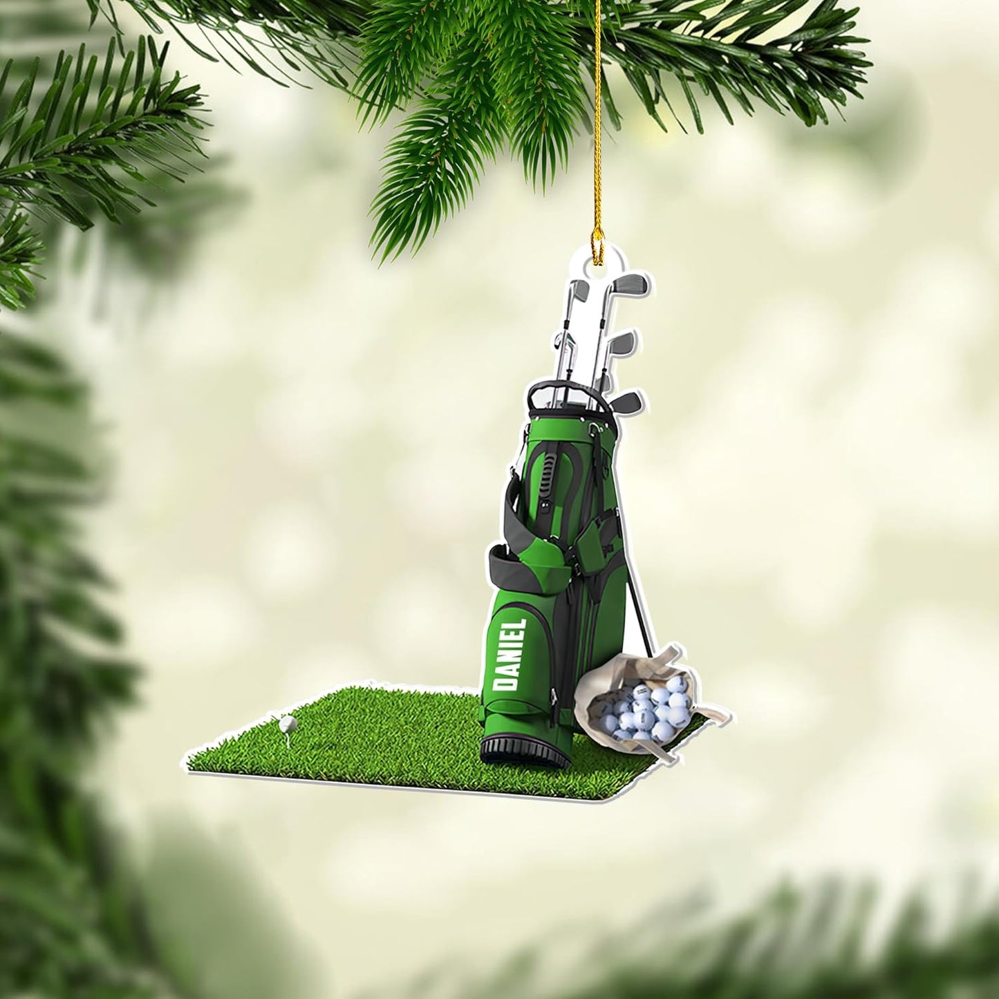Personalized Golf Ornaments for Christmas Tree 2025 Custom Golf Christmas Ornament Golfing Bag Ornament Sports Golf Cart Ornaments Gift for Golfer Bag Golfing Lovers Hanging Decoration (G11)