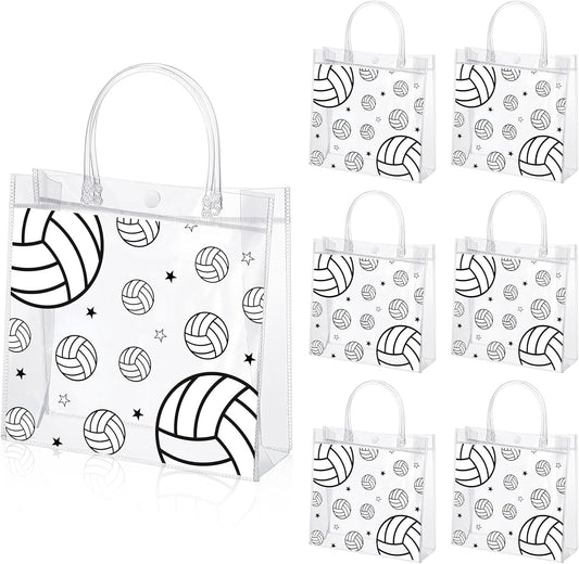 Liobelon 24 Pieces Volleyball Clear PVC Gift Bag with Handles Transparent Volleyball Goodie Bags 8 x 8 x 3.2Inch Sport Theme Party Favor Bag for Birthday Holiday Sports Team (volleyball)