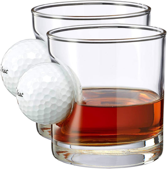 BenShot Golf Ball Rocks Glass - 11oz | Made in the USA [Set of 2]