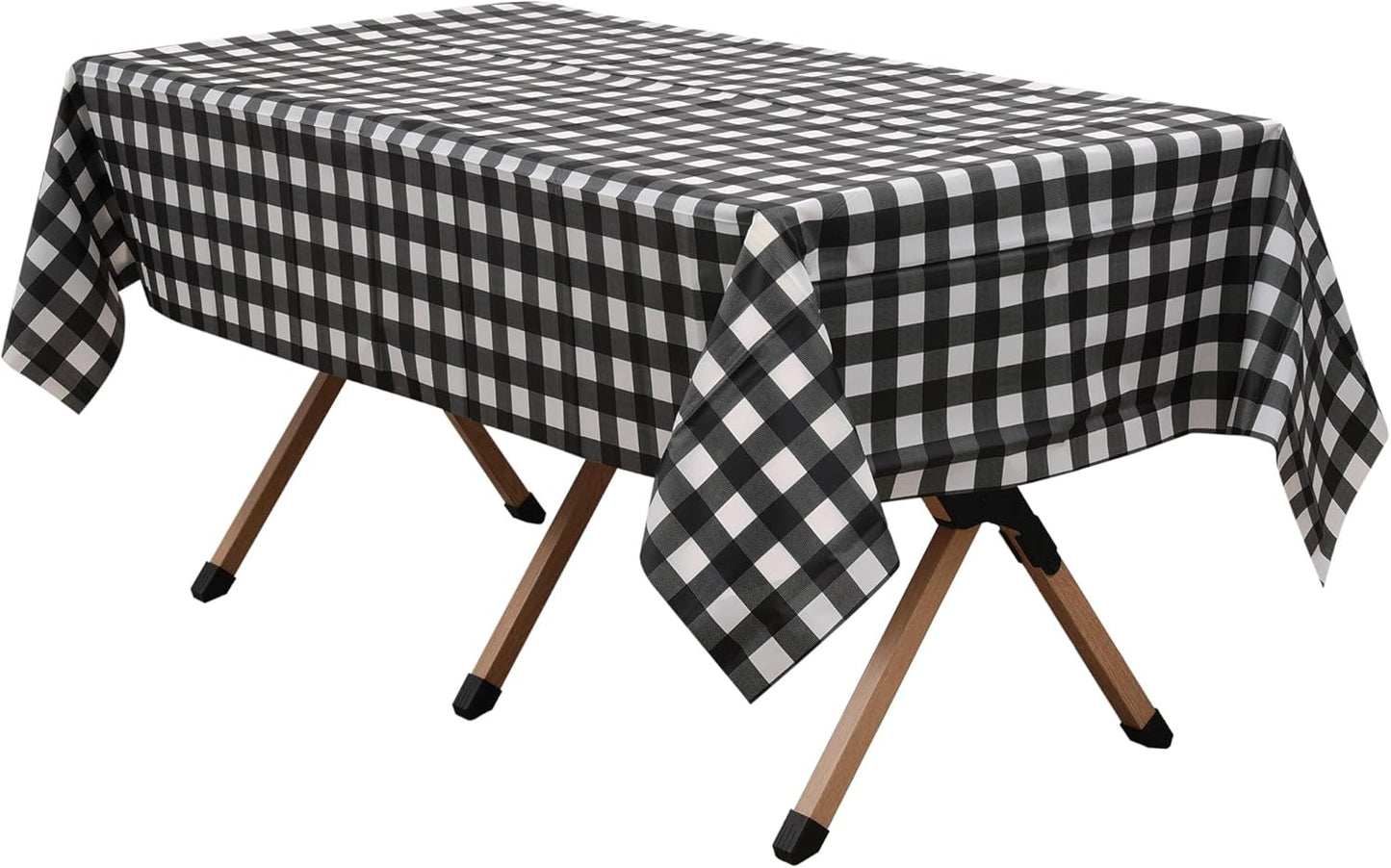 2 Pack Black Gingham Checkered Premium Plastic Tablecloth Rectangle 54 x 108 Inches Reusable Onyx Black Buffalo Plaid Decorative Table Cover for Dining, Wedding, Party