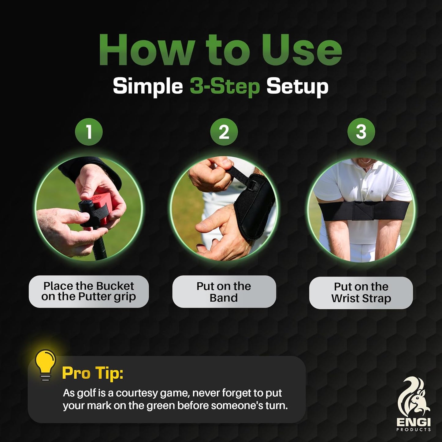 ENGI Golf Training Aid Kit to Improve Posture, Accuracy & Wrist Angle - Includes Golf Wrist Training Aid and Golf Swing Training Aid