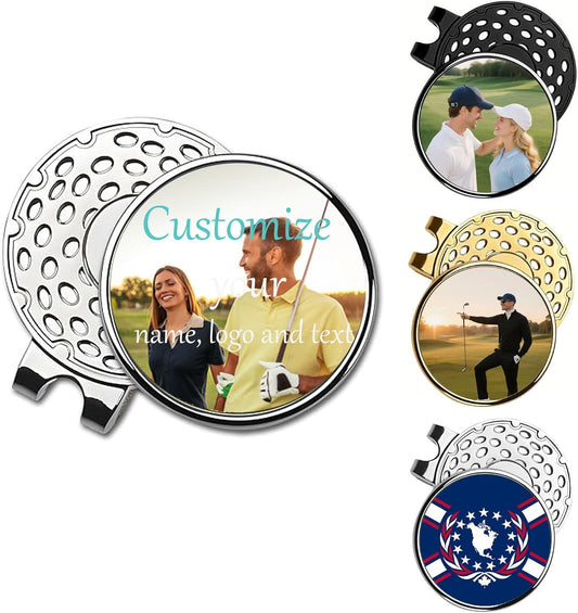Custom Ball Marker Hat Clip, Personalized 1" Golf Ball Marker Hat Clip, Golf Ball Marker with Your Personalized Photo/Logo/Text,Ideal Golf Gift for Men Women